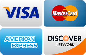 Accepted credit cards: Visa, MasterCard, American Express, Discover